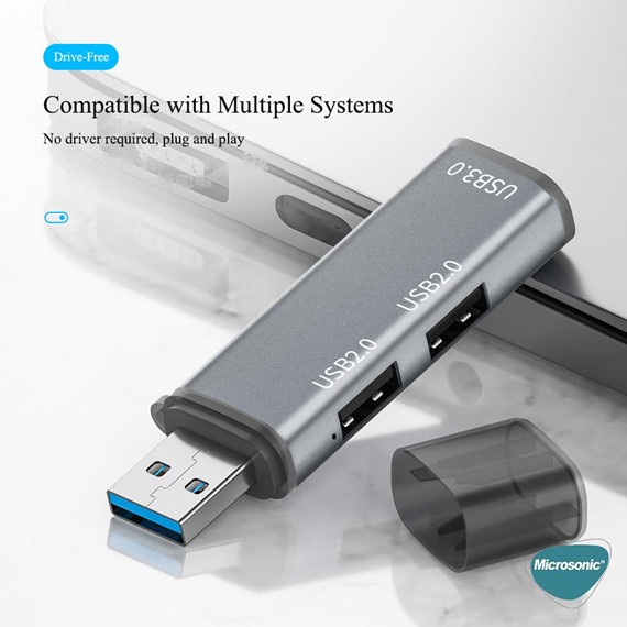 Microsonic 3 Port Hub USB 3 0 Çoğaltıcı Çoklayıcı Gri 3