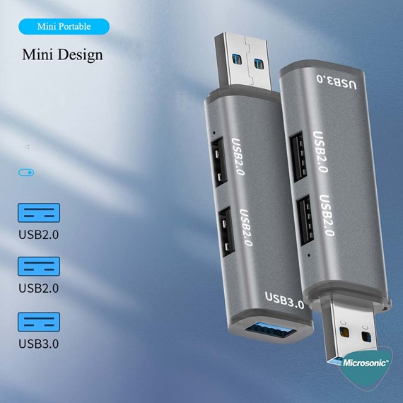 Microsonic 3 Port Hub USB 3 0 Çoğaltıcı Çoklayıcı Gri 6