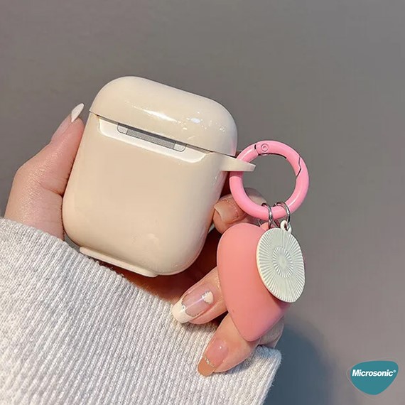 Microsonic AirPods Pro 2 Nesil Kılıf Süslü Kalp Desenli Rose Gold 6