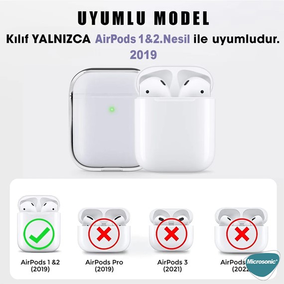 Microsonic AirPods 1 Nesil 2 Nesil Kılıf Transparent Clear Soft Şeffaf 2