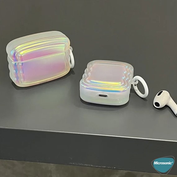 Microsonic Airpods 4 Nesil ANC Kılıf Zigzag Hologram Çok Renkli 8
