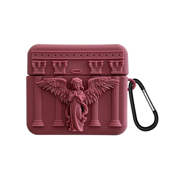 Microsonic Airpods 4 Nesil ANC Kılıf Cartoon Figürlü Silikon Praying Angel Bordo 1