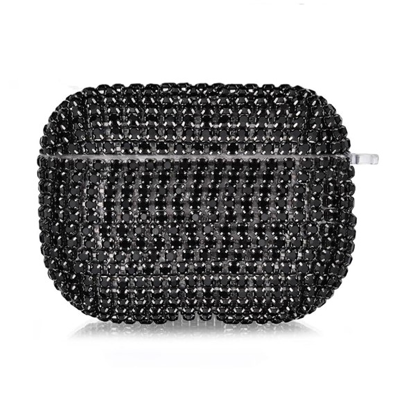 Microsonic Apple Airpods 4 Nesil ANC Kılıf Diamond Swarovski Görünümlü Taşlı Siyah 1