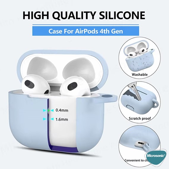 Microsonic AirPods 4 Kılıf Askılı Mat Silikon Pembe 5