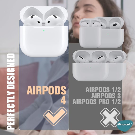 Microsonic AirPods 4 Kılıf Askılı Mat Silikon Pembe 6