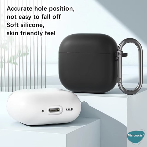 Microsonic AirPods 4 Kılıf Askılı Mat Silikon Pembe 8