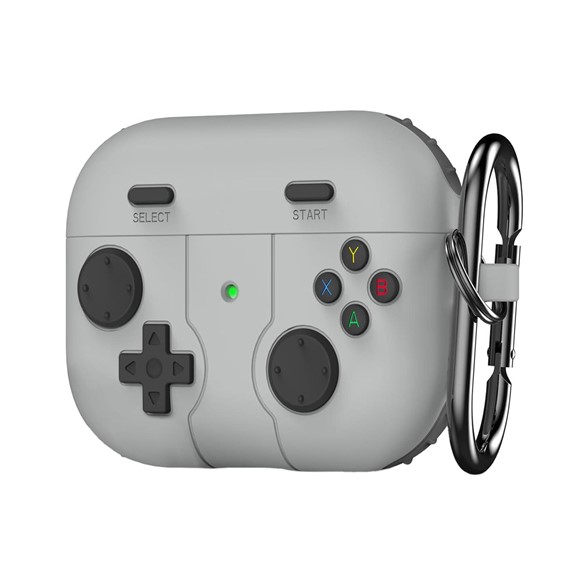 Microsonic AirPods 4 Kılıf Cartoon Figürlü Silikon Retro Gameboy Gri 1