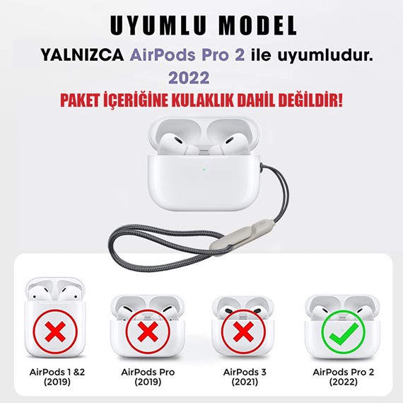 Microsonic AirPods Pro 2 Nesil Incase Lanyard Kılıf Askı İpi 3