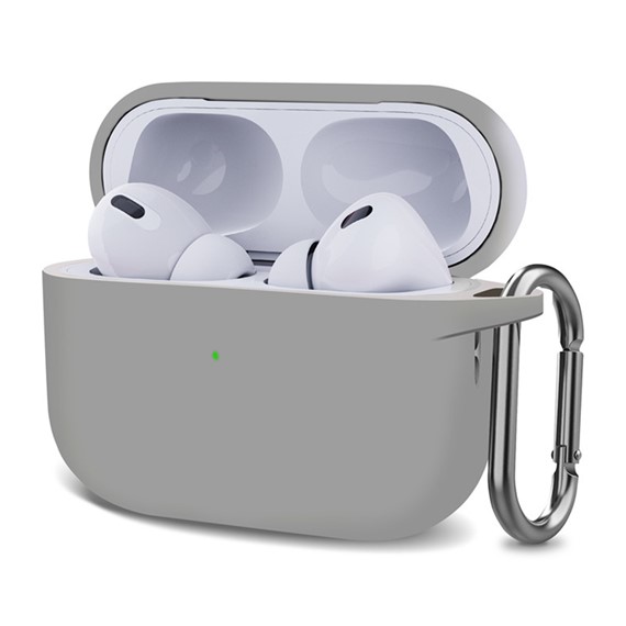 Microsonic AirPods Pro 2 Nesil Kılıf Askılı Mat Silikon Açık Gri 1