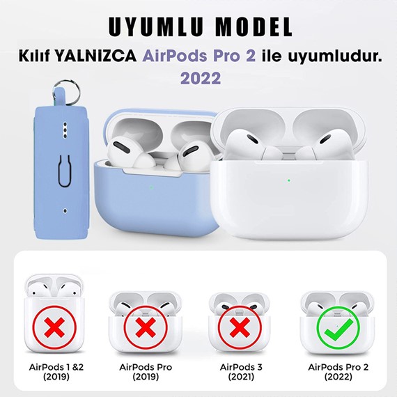 Microsonic AirPods Pro 2 Nesil Kılıf Askılı Mat Silikon Açık Yeşil 2
