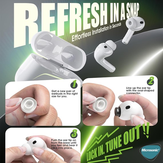 Microsonic AirPods Pro 3 için Kulaklık Uçları - 8 set XS S M L 6