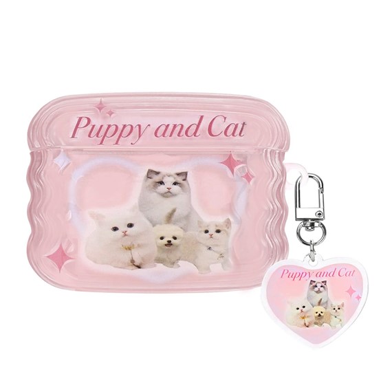 Microsonic AirPods Pro 2 Nesil Kılıf Figure Series Puppy and Cat Pembe 1