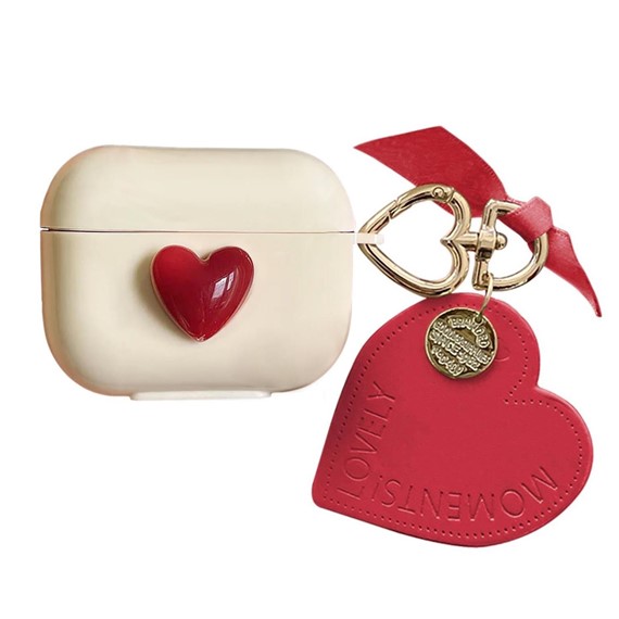 Microsonic Airpods Pro 3 Kılıf Süslü Kalp Desenli Kırmızı 1
