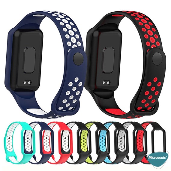 Microsonic Amazfit Band 7 Rainbow Sport Band Kordon Siyah Mavi 3