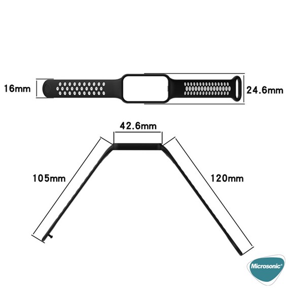 Microsonic Amazfit Band 7 Rainbow Sport Band Kordon Siyah Gri 5