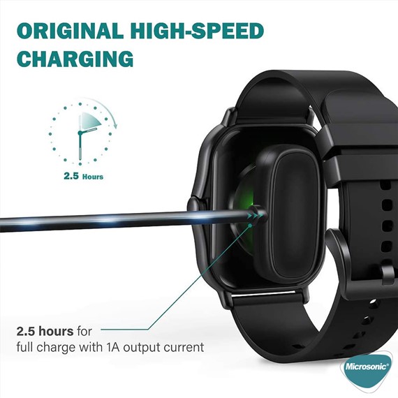 Microsonic Amazfit Cheetah Square Manyetik USB Şarj Kablosu Siyah 2