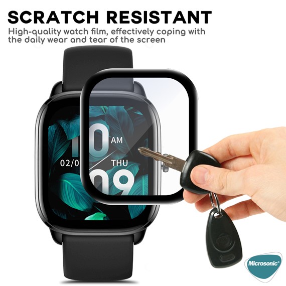 Microsonic Huawei Watch Fit 3 Tam Kaplayan Nano Cam Ekran Koruyucu Siyah 4