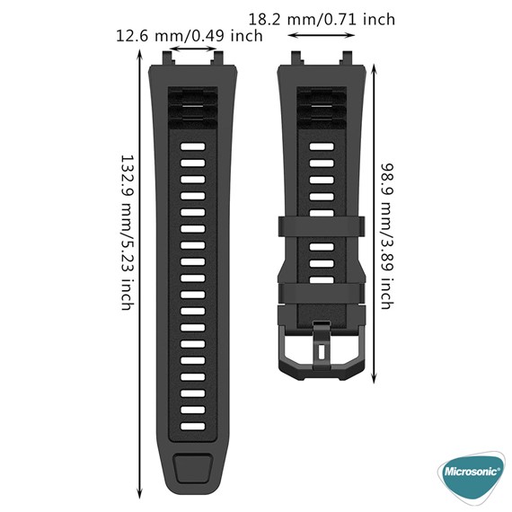 Microsonic Amazfit T-Rex 2 Kordon Silicone Sport Band Siyah 5