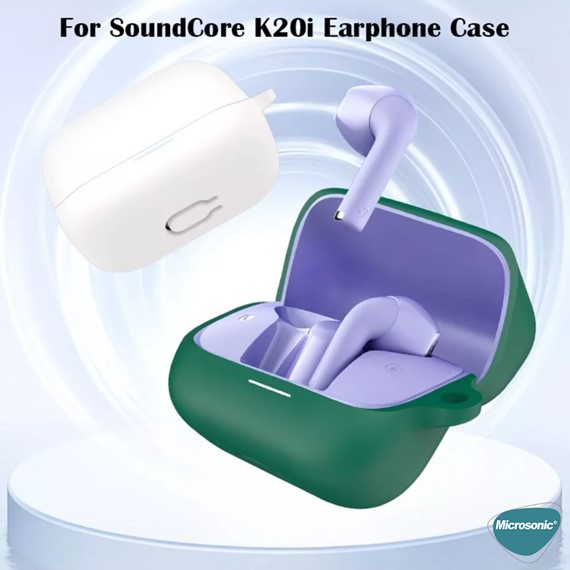 Microsonic Anker Soundcore K20i Kılıf Askılı Mat Silikon Koyu Yeşil 4