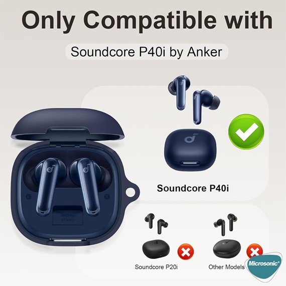 Microsonic Anker Soundcore P40i Kılıf Askılı Mat Silikon Beyaz 2