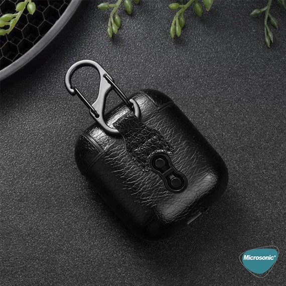 Microsonic Airpods 4 Nesil ANC Kılıf Litchi Texture Kırmızı 6