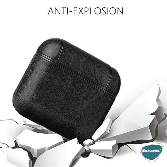 Microsonic Airpods 4 Nesil ANC Kılıf Litchi Texture Kırmızı 4