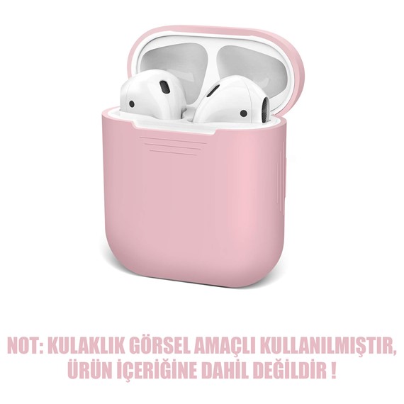 Microsonic Apple AirPods 1 Nesil 2 Nesil Mat Silikon Kılıf Açık Pembe 2