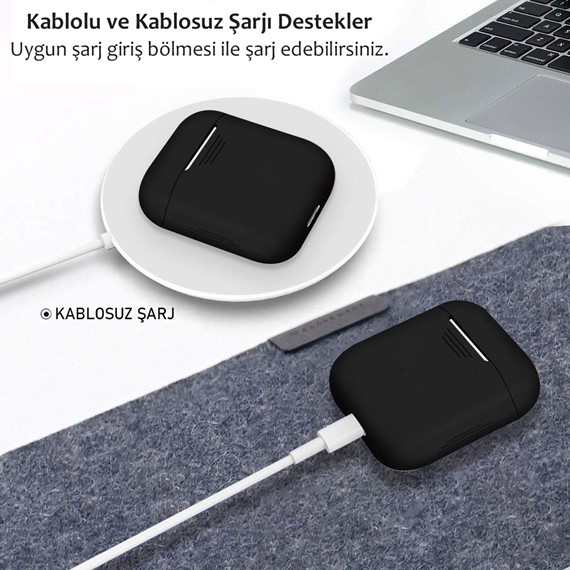 Microsonic Apple AirPods 1 Nesil 2 Nesil Mat Silikon Kılıf Kırmızı 4