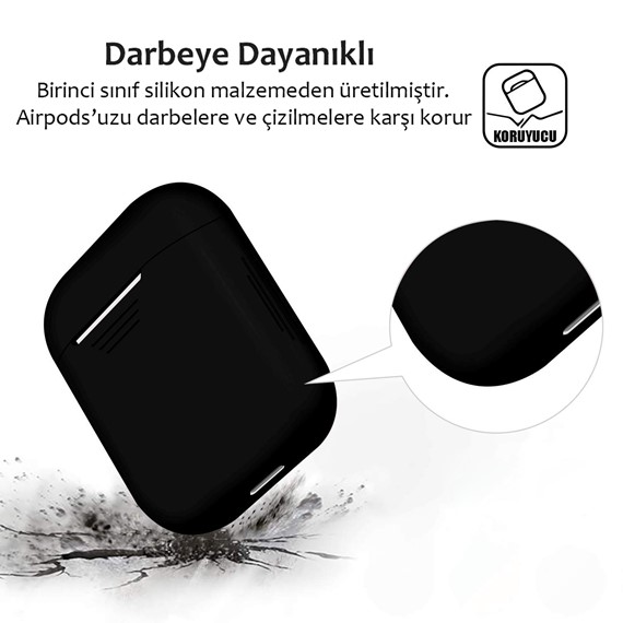 Microsonic Apple AirPods 1 Nesil 2 Nesil Mat Silikon Kılıf Beyaz 5