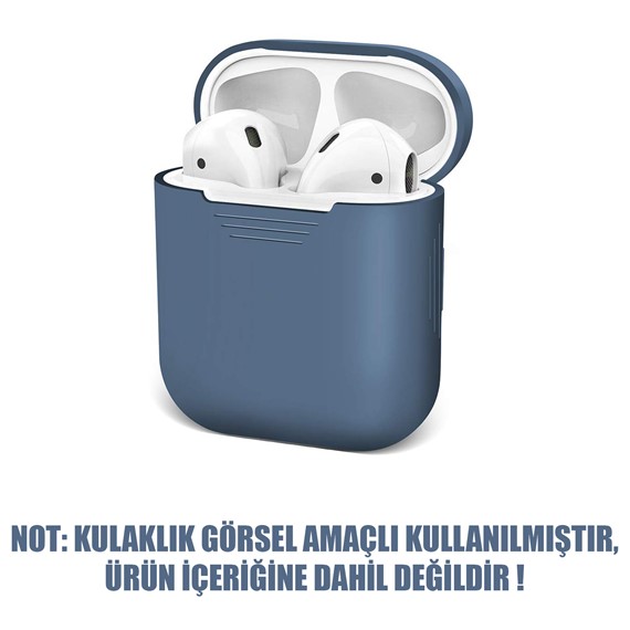 Microsonic Apple AirPods 1 Nesil 2 Nesil Mat Silikon Kılıf Lacivert 2