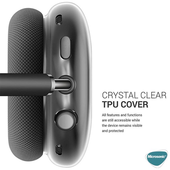 Microsonic Apple AirPods Max Kılıf Crystal Clear TPU Cover Siyah 7