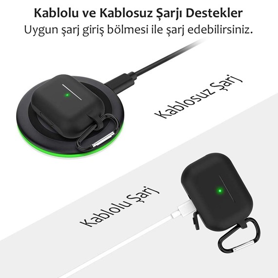 Microsonic Apple AirPods Pro Askılı Mat Silikon Kılıf Kırmızı 3