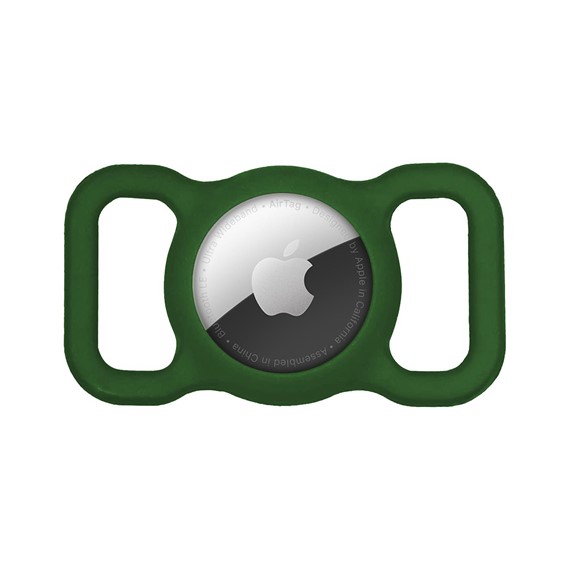 Microsonic Apple AirTag Kılıf Evcil Hayvan için Silikon Boyun Tasma Aparatı Koyu Yeşil 1