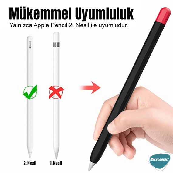 Microsonic Apple Pencil 2 nesil Kılıf Mat Silikon Lila Pembe 2