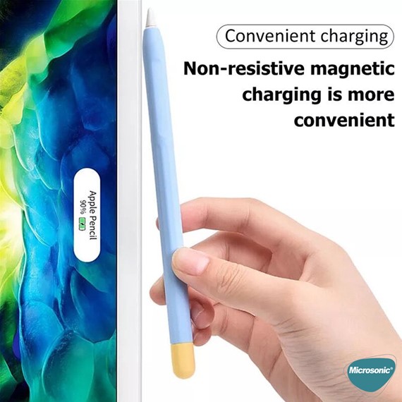 Microsonic Apple Pencil 2 nesil Kılıf Mat Silikon Lila Pembe 3