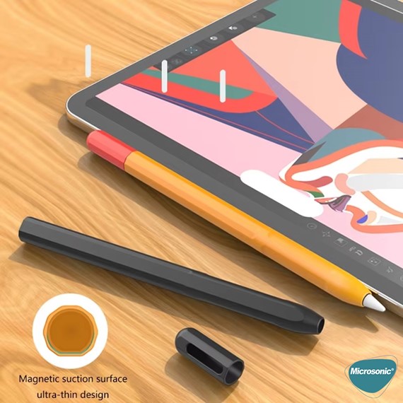 Microsonic Apple Pencil Pro Kılıf Mat Silikon Pembe Lila 5