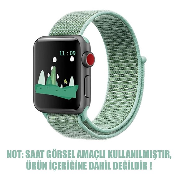 Microsonic Apple Watch Series 3 38mm Hasırlı Kordon Woven Marine Green 2