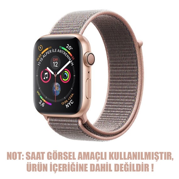 Microsonic Apple Watch Series 2 38mm Hasırlı Kordon Woven Pink Sand 2