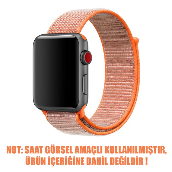 Microsonic Apple Watch Series 3 38mm Hasırlı Kordon Woven Spicy Orange 2