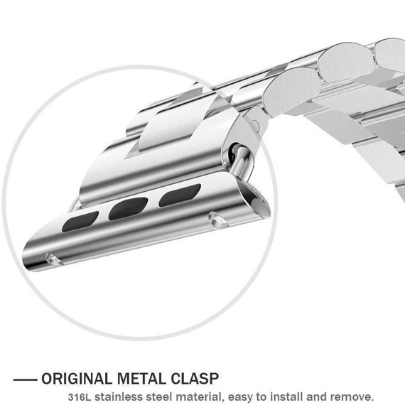 Microsonic Apple Watch Series 1 38mm Metal Stainless Steel Kordon Gümüş 4