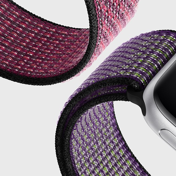 Microsonic Apple Watch Series 4 44mm Hasırlı Kordon Woven Electric Pink 5