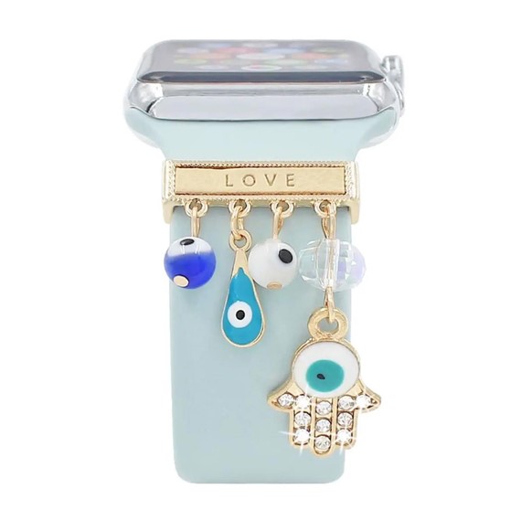 Microsonic Apple Watch 6 44mm Kordon Süsü Charm Love Hamsa 1