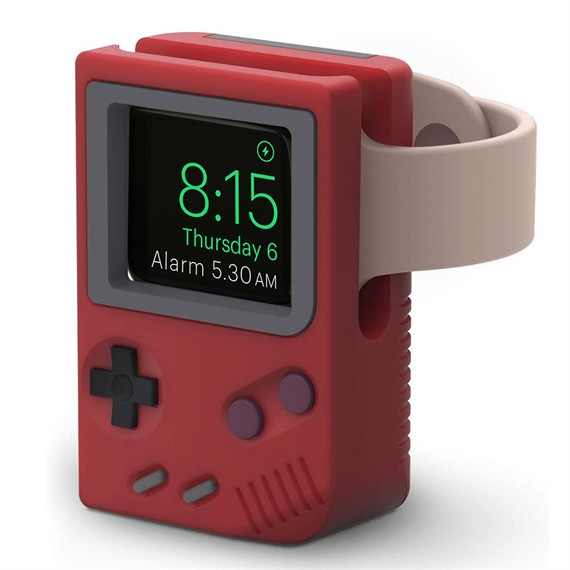 Microsonic Apple Watch 8 45mm Masaüstü Şarj Standı Gameboy Kırmızı 1