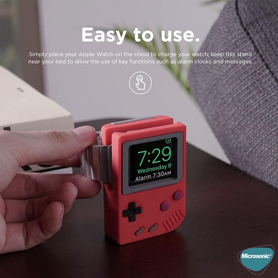 Microsonic Apple Watch Ultra 2 Masaüstü Şarj Standı Gameboy Kırmızı 4