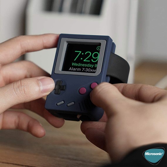 Microsonic Apple Watch Ultra 2 Masaüstü Şarj Standı Gameboy Lacivert 2