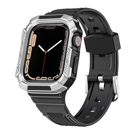 Microsonic Apple Watch 8 41mm Kordon Dual Apex Resist Siyah Gümüş 1