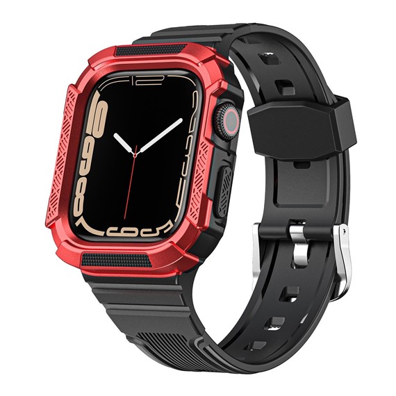 Microsonic Apple Watch 9 45mm Kordon Dual Apex Resist Siyah Kırmızı 1