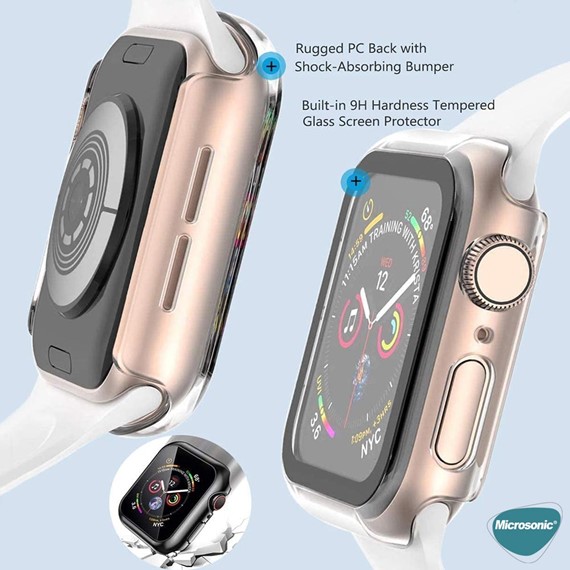 Microsonic Apple Watch Series 6 44mm Kılıf Clear Premium Slim WatchBand Şeffaf 4