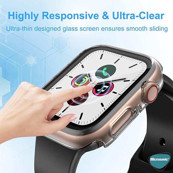 Microsonic Apple Watch Series 3 42mm Kılıf Clear Premium Slim WatchBand Şeffaf 8