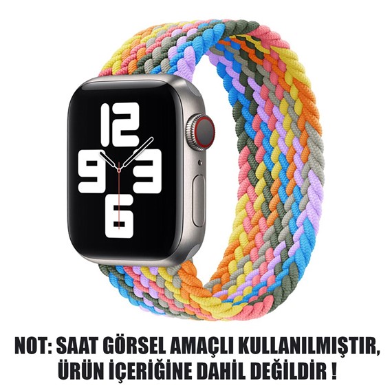 Microsonic Apple Watch Series 3 38mm Kordon Large Size 160mm Knitted Fabric Single Loop Gökkuşağı 2